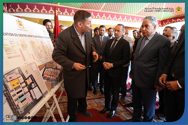 visite de terrain au chantier de construction du Centre Hospitalier Universitaire de Guelmim